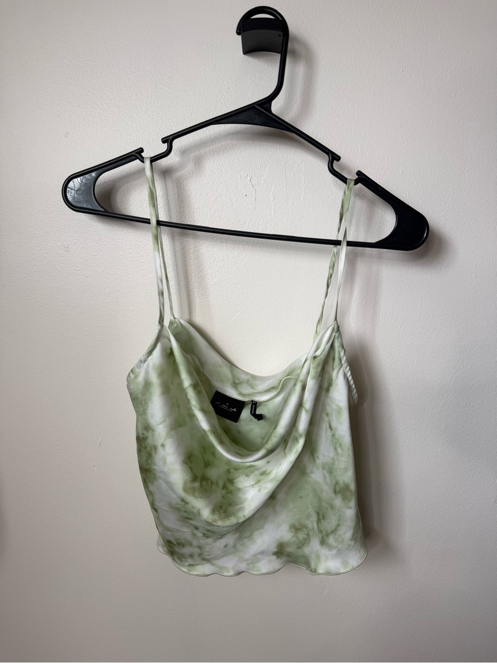 Unknown Brand Green Tie-Dye Satin Cowl Neck Cami